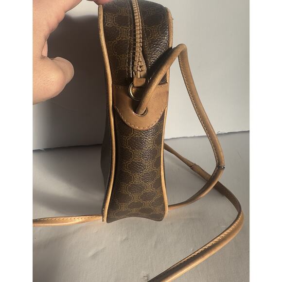 CELINE Macadam 5oc1981 Brown PVC Shoulder Bag Zip Pocket Vintage Authentic - Picture 5 of 12